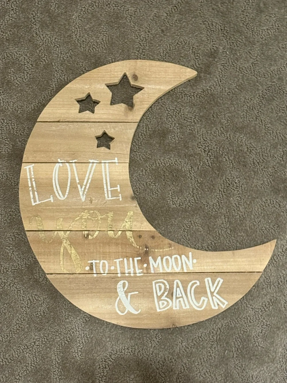 Wooden Crescent Moon Wall Art “Love You to the Moon & Back”